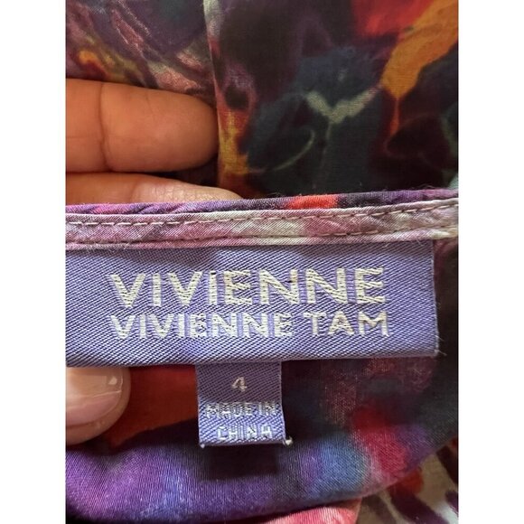 Vivienne Tam multicolor hippie floral artsy cape kimono top sz 4 designer - Picture 5 of 10